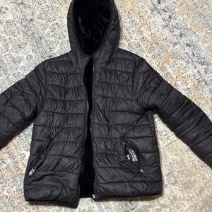 Black puffer Hooded Jacket reversible Pull and Bear soft cozy